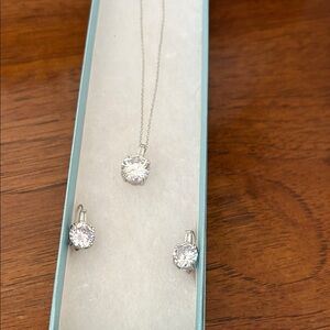 JTV Silver Necklace and Earring Set with Clear Stones